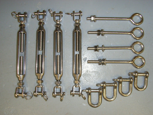 Stainless Steel Square Shade Sail Fixings - *DIY Kit* Jaw/Jaw