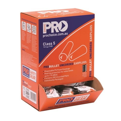 Pro Choice Safety Gear Probullet Disposable Uncorded Earplugs Uncorded