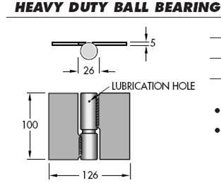 G121L Heavy Duty Ball Bearing Hinge - Pair of Left Hand Zinc
